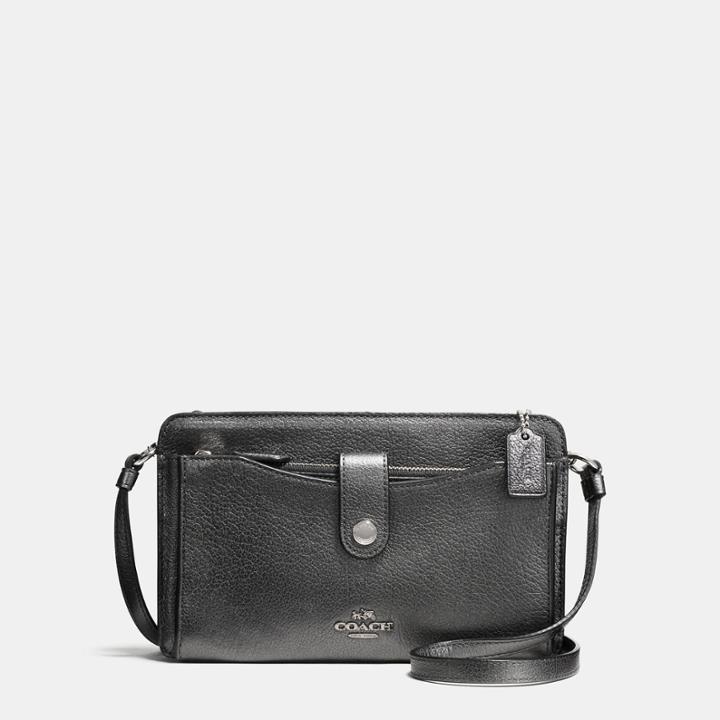 Coach Pop-up Messenger In Metallic Leather