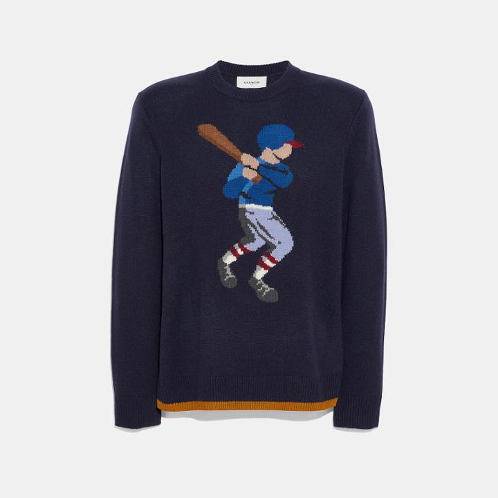Coach Baseball Intarsia Sweater