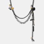 Coach Studded Tea Rose Woven Charm Necklace