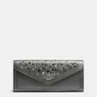 Coach Soft Wallet In Metallic Leather With Star Rivets