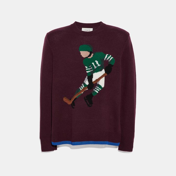 Coach Hockey Intarsia Sweater