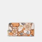Coach Accordion Zip Wallet With Patchwork Tea Rose And Snakeskin Detail