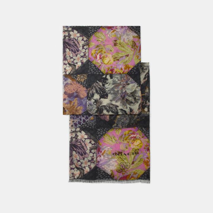 Coach Silk Oblong Scarf With Kaffe Fassett Print