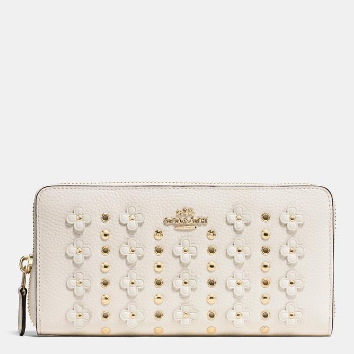 Coach Accordion Zip Wallet In Floral Rivets Leather