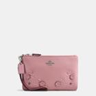Coach Small Wristlet In Glovetanned Leather With Tea Rose Tooling
