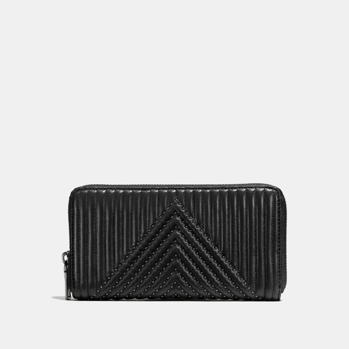 Coach Accordion Zip Wallet With Quilting And Rivets