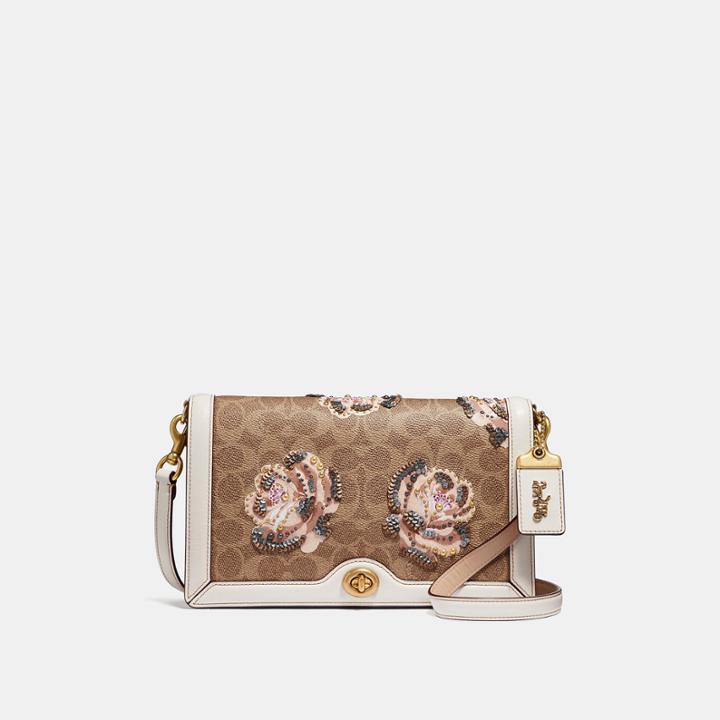 Coach Riley Crossbody In Embellished Signature Rose Print