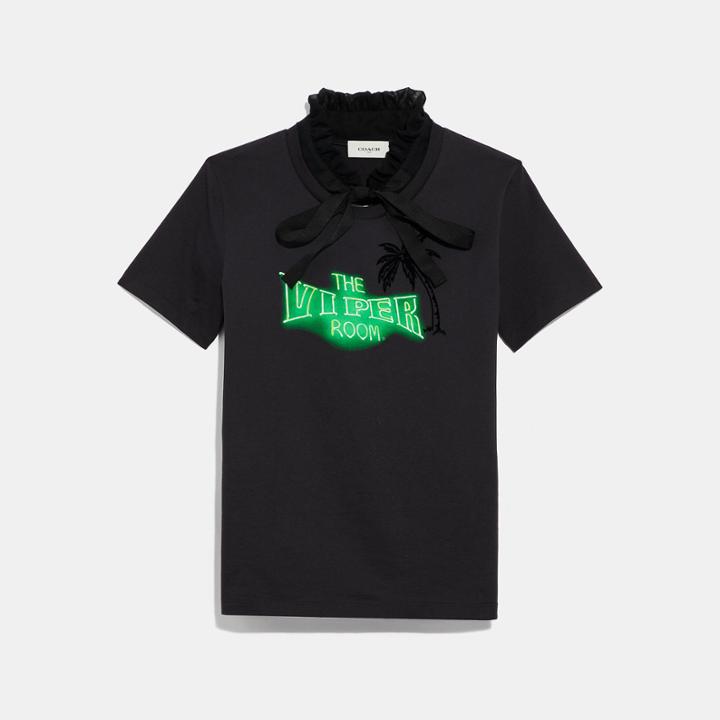 Coach Viper Room Neon T-shirt With Ruffled Collar