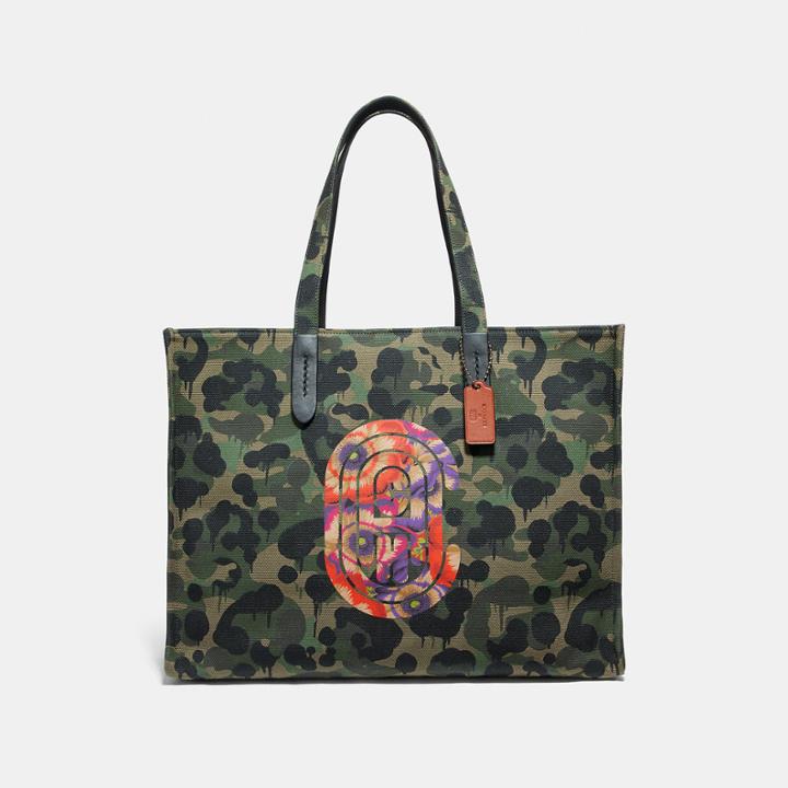 Coach Tote 42 With Wild Beast Print And Kaffe Fassett Patch