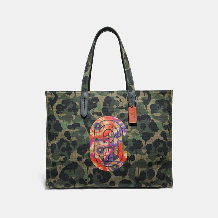 Coach Tote 42 With Wild Beast Print And Kaffe Fassett Patch
