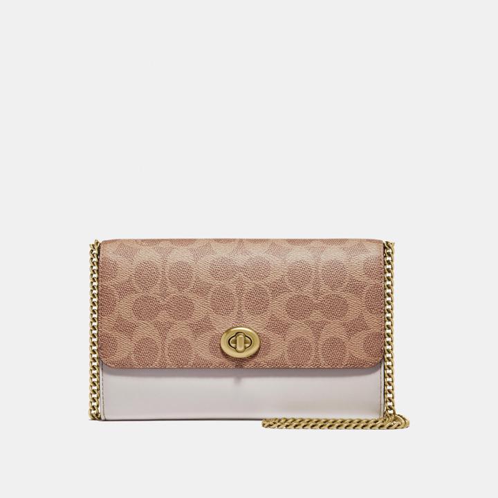 Coach Marlow Turnlock Chain Crossbody In Colorblock Signature Canvas