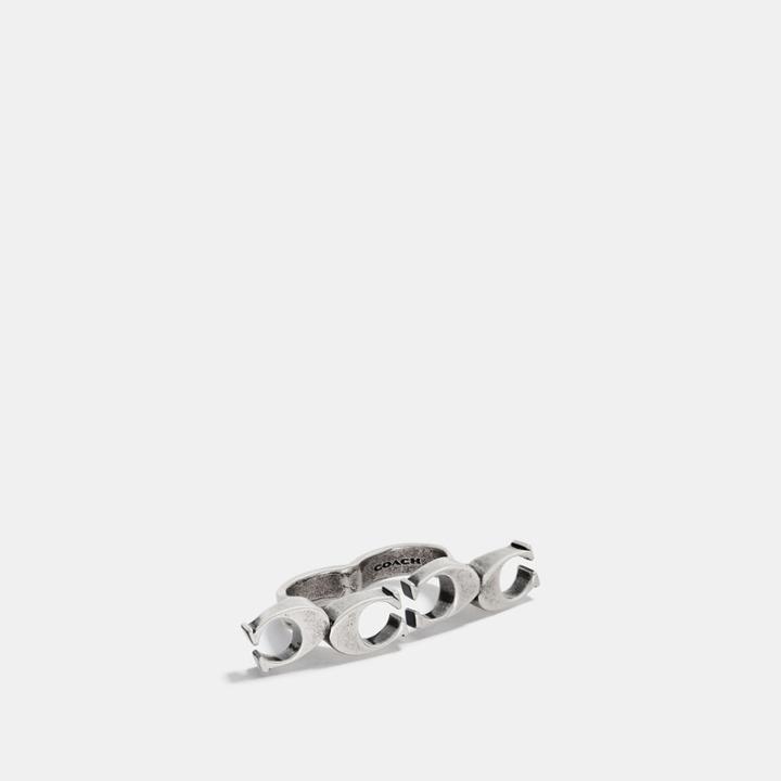 Coach Signature Chain Link Knuckle Ring