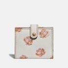 Coach Small Trifold Wallet With Rose Print