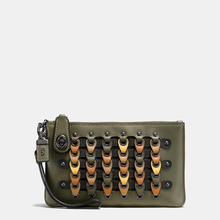Coach Turnlock Wristlet 21 In Colorblock Link Leather