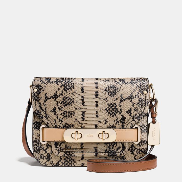 Coach Small Swagger Shoulder Bag In Colorblock Exotic Embossed Leather