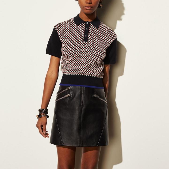 Coach Plaid Polo Sweater