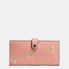 Coach Slim Trifold Wallet In Glovetanned Leather With Floral Bow Print
