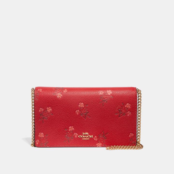 Coach Lunar New Year Callie Foldover Chain Clutch With Floral Bow Print