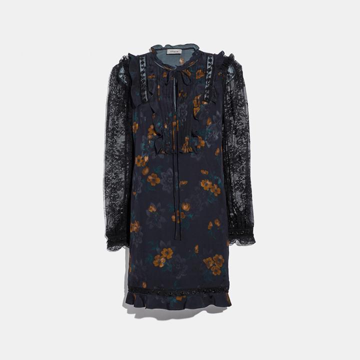 Coach Meadow Floral Print Ruffle Dress