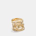 Coach 18k Gold Plated Tea Rose Stacked Ring