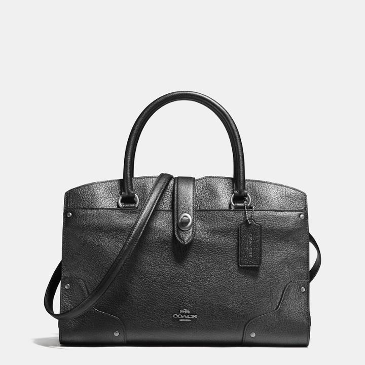 Coach Mercer Satchel 30 In Metallic Leather