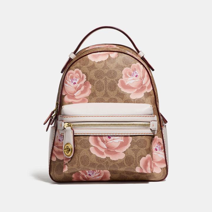 Coach Campus Backpack 23 In Signature Rose Print