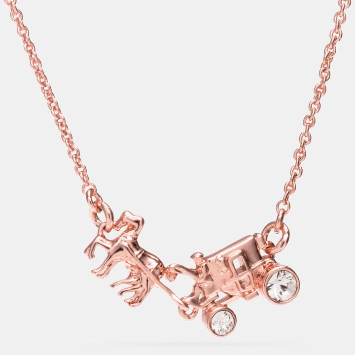 Coach Pave Horse And Carriage Necklace