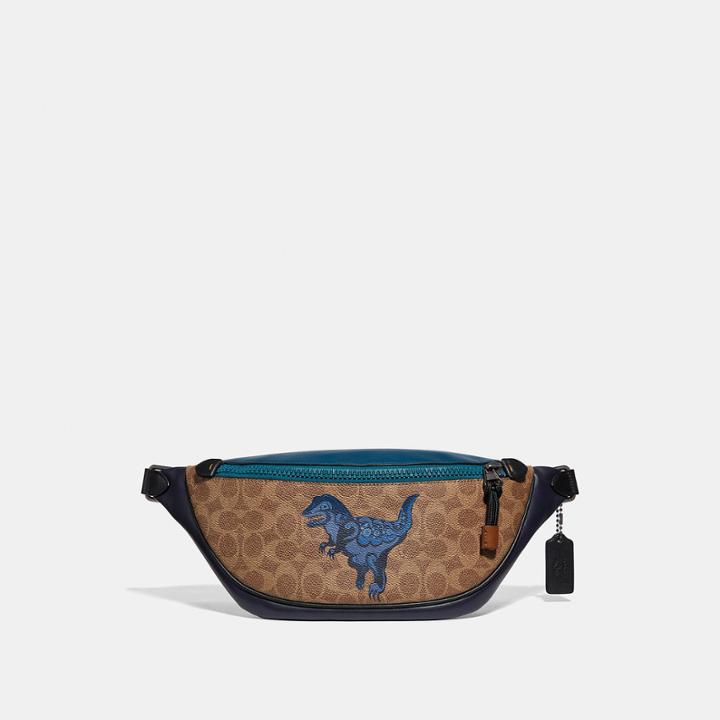 Coach Rivington Belt Bag In Signature Canvas With Rexy By Zhu Jingyi