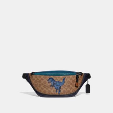 Coach Rivington Belt Bag In Signature Canvas With Rexy By Zhu Jingyi
