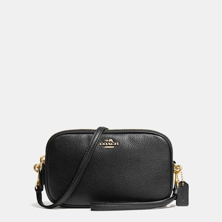 Coach Crossbody Clutch In Polished Pebble Leather