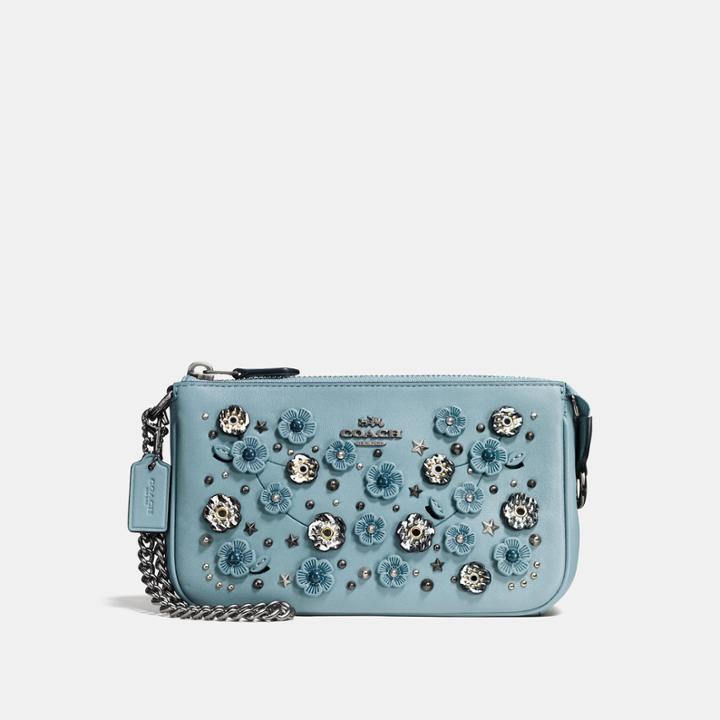 Coach Nolita Wristlet 19 With Willow Floral And Snakeskin Detail