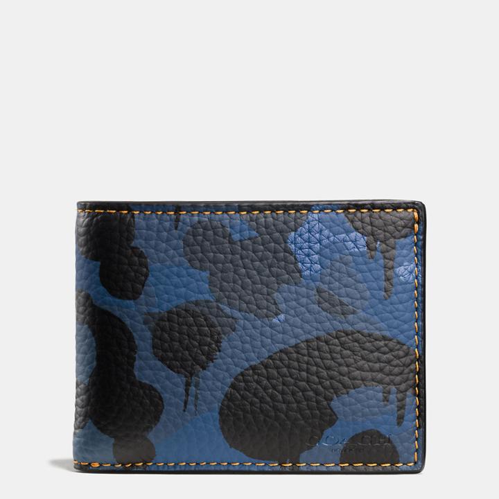 Coach Slim Billfold Wallet In Wild Beast Camo Print Leather