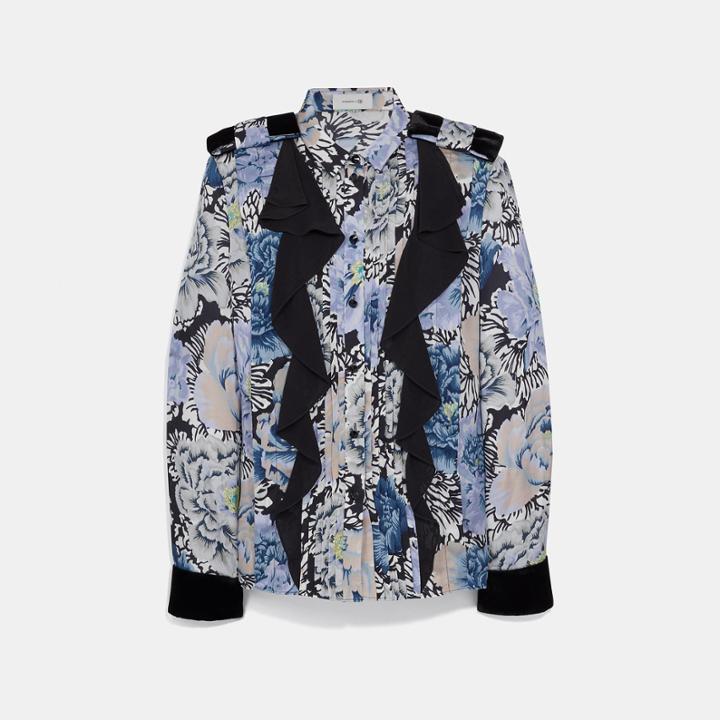 Coach Pleated Blouse With Kaffe Fassett Print