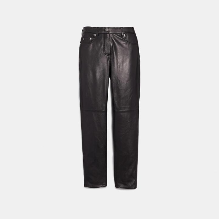 Coach Five Pocket Leather Jeans