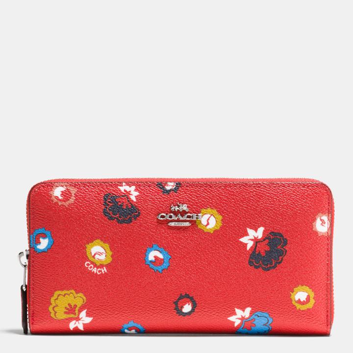 Coach Accordion Zip Wallet In Wild Prairie Print Coated Canvas