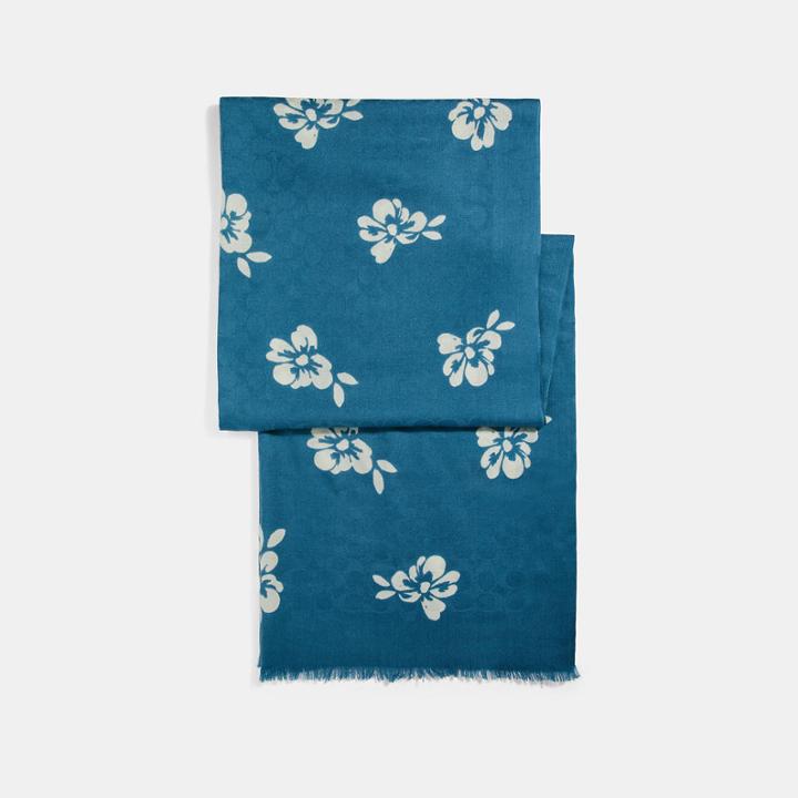 Coach Floral Bow Print Signature Stole