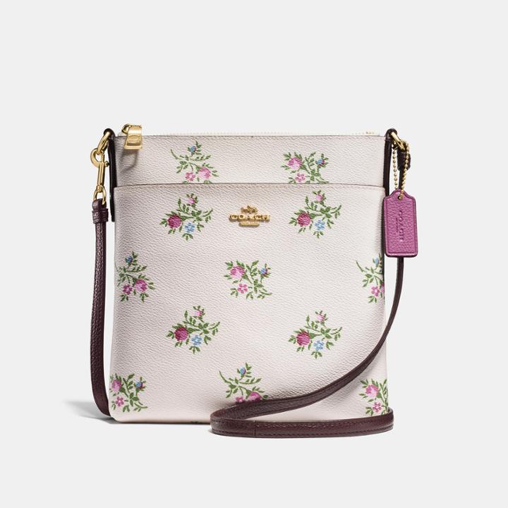 Coach Messenger Crossbody With Cross Stitch Floral Print
