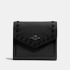 Coach Small Wallet In Polished Pebble Leather With Lacquer Rivets