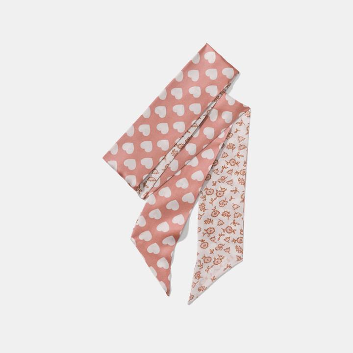 Coach Love Floral Heart Reversible Skinny Scarf