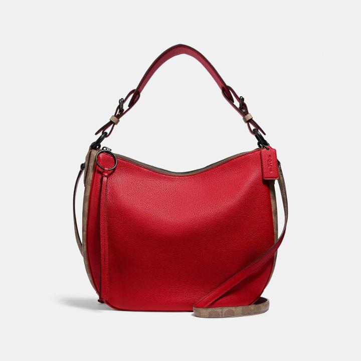 Coach Sutton Hobo With Signature Canvas Blocking