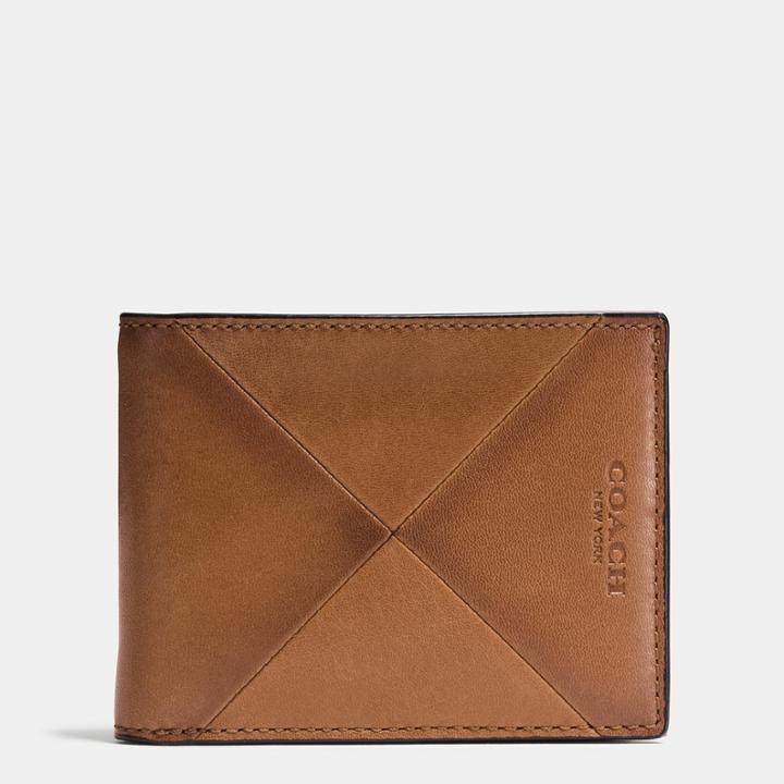 Coach Slim Billfold Wallet In Patchwork Sport Calf Leather
