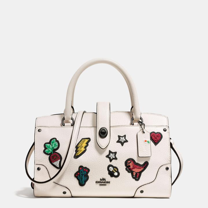 Coach Mercer Satchel 24 In Grain Leather With Souvenir Embroidery