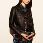 Coach Collarless Leather Jacket