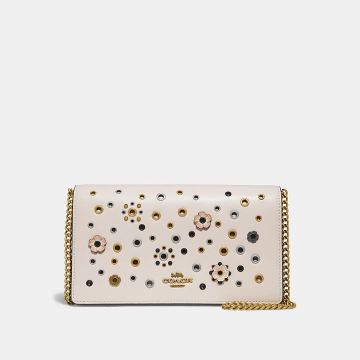 Coach Callie Foldover Chain Clutch With Scattered Rivets