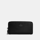 Coach Accordion Zip Wallet In Polished Pebble Leather With Lacquer Rivets