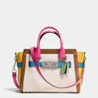 Coach Swagger 27 Carryall In Rainbow Colorblock Leather