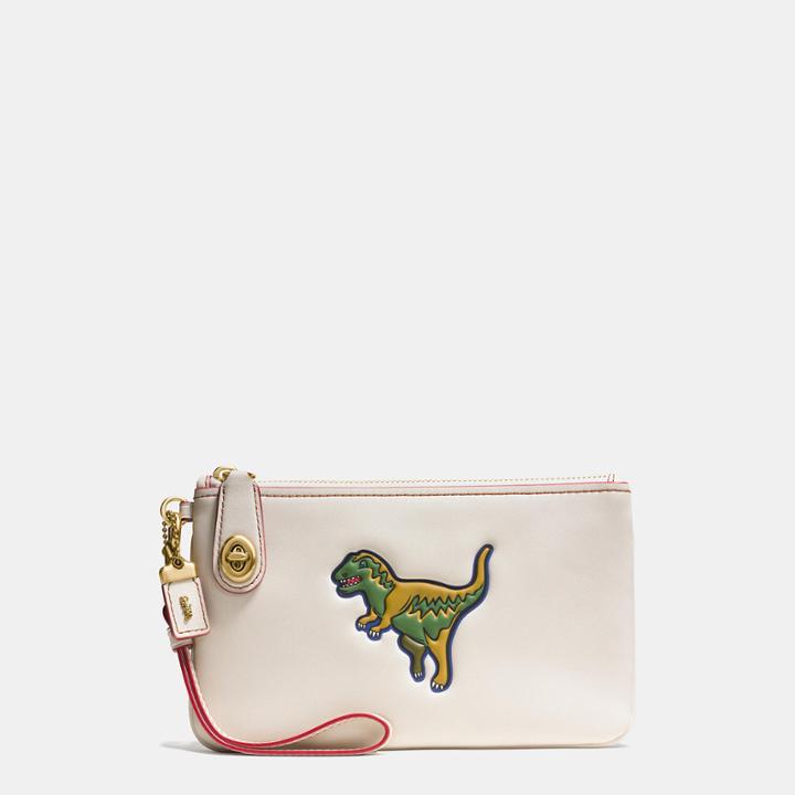 Coach Dinosaur Turnlock Wristlet 21 In Glovetanned Leather