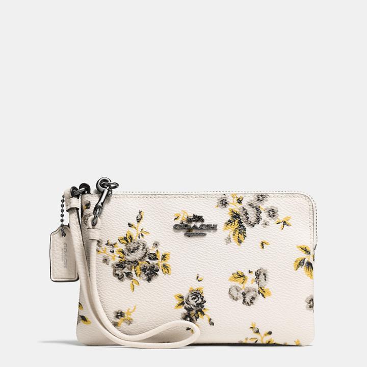 Coach Small Wristlet In Prairie Print Coated Canvas