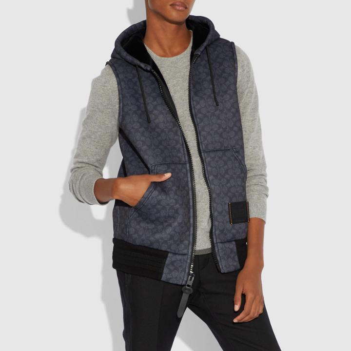 Coach Signature Hoodie Vest