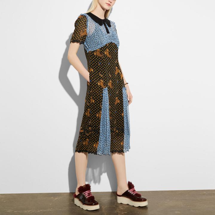 Coach Mixed Print Collar Dress